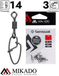 Застежка с вертлюжком Mikado New hooked snap № 14, тест 3 кг. (10 шт.)