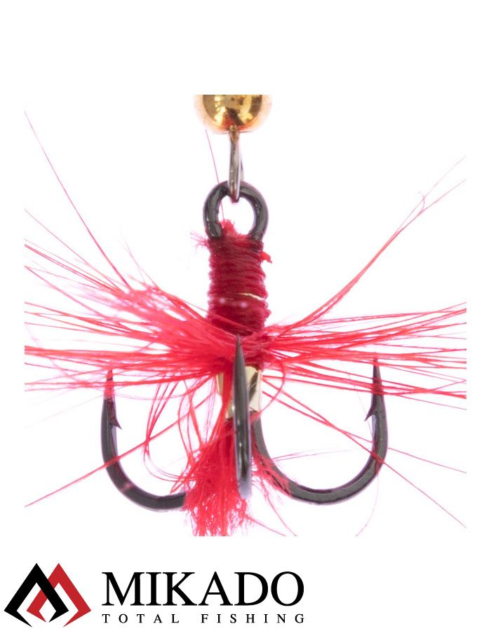 Блесна вращающаяся Mikado HYPNOTIC №0, 2.7 г., GOLDEN RED, с красной кисточкой, тройник BKK