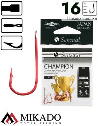 Крючки Mikado SENSUAL - CHAMPION № 16 RED (с лопаткой) ( 10 шт.)