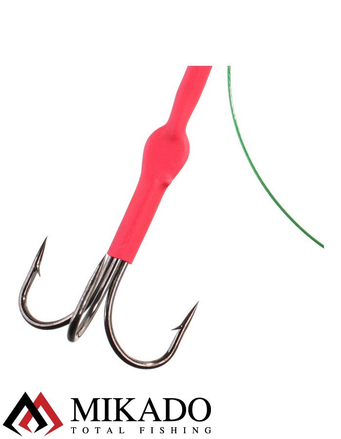 Система стальных поводков Mikado X-Plode с тройником и крючком 40 см., 10 кг.( 2 шт.)