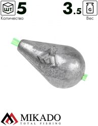 Грузило Mikado оливка скользящая с PVC кембриком 3.5 г. ( 5 шт.)