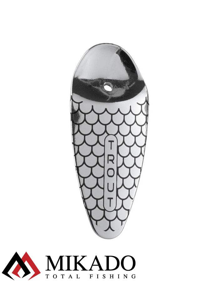 Блесна вращающаяся Mikado TROUT №1, 9 г., серебро 00, длина лепестка 38 мм.