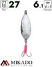 Блесна колеблющаяся Mikado ALGA №3, 27 г., 6.1см., серебро