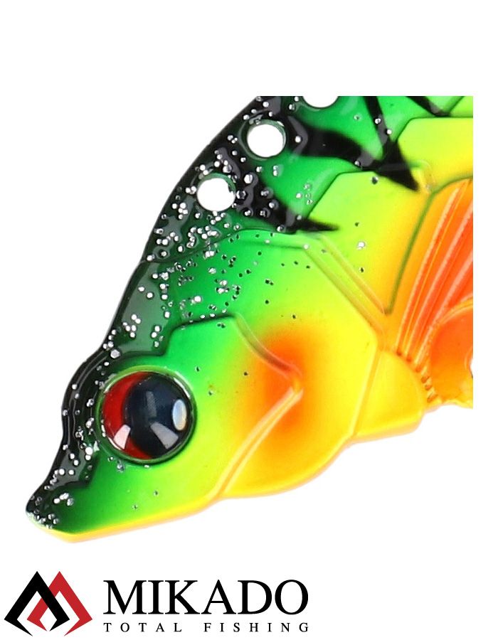 Блесна цикада Mikado CICADA M-VIB №1, 5 г., 4,5 см., FIRE TIGER, тройник+двойник