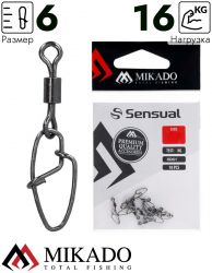 Застежка с вертлюжком Mikado New hooked snap № 6, тест 16 кг. (10 шт.)