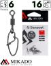 Застежка с вертлюжком Mikado New hooked snap № 6, тест 16 кг. (10 шт.)