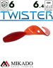 Твистер Mikado TWISTER 64 мм., 2.7 г., RED (6 шт.)