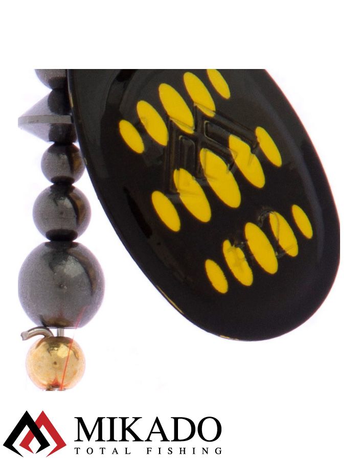 Блесна вращающаяся Mikado HYPNOTIC №1, 3.5 г., BEE, с красной кисточкой, тройник BKK