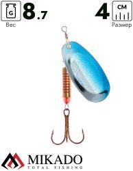 Блесна вращающаяся Mikado BLASTER №4, 8.7 г., серебро 00 HOLO, длина лепестка 40 мм.