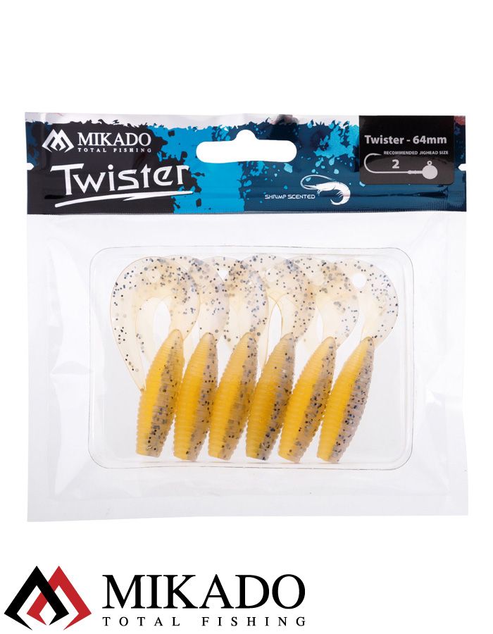 Твистер Mikado TWISTER 64 мм., 2.7 г., SALTY CARMEL (6 шт.)