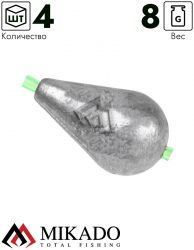 Грузило Mikado капля скользящее с PVC кембриком 8 г. ( 4 шт.)
