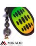 Блесна вращающаяся Mikado HYPNOTIC №1, 3.5 г., FIRETIGER, с красной кисточкой, тройник BKK