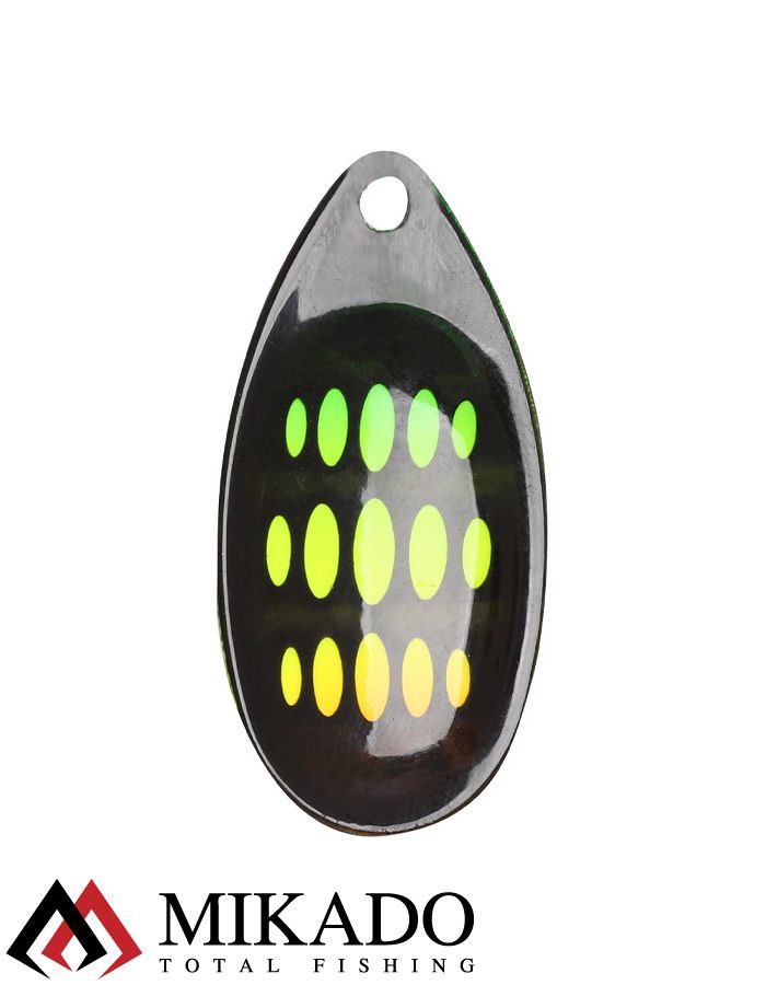 Блесна вращающаяся Mikado HYPNOTIC №1, 3.5 г., FIRETIGER, с красной кисточкой, тройник BKK