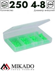Набор бусин Mikado SURFCAST в коробке (зелёный-FLUO), элипс 4,5,6,7,8мм (250 шт.)