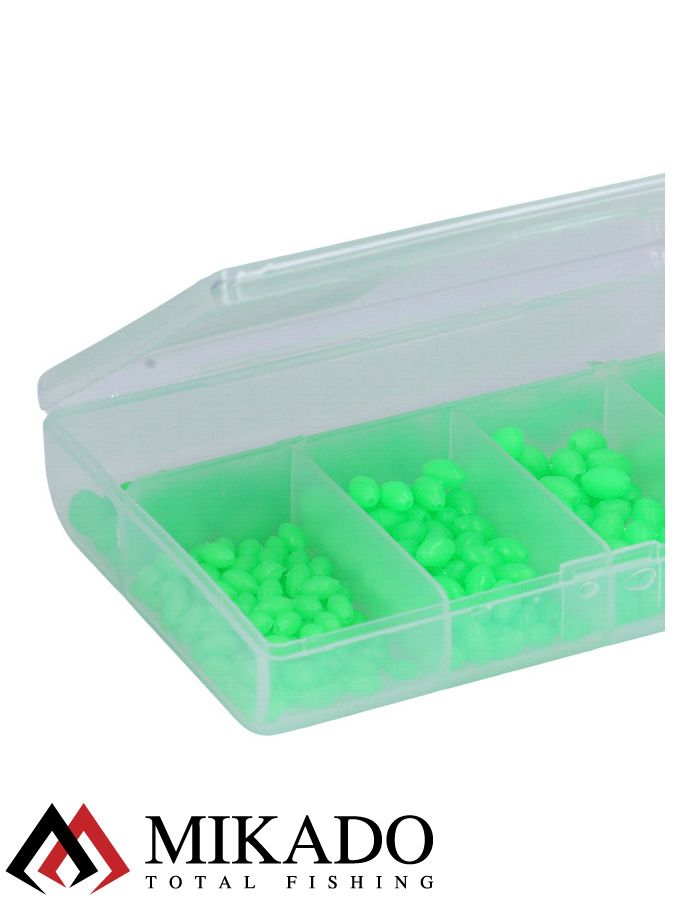 Набор бусин Mikado SURFCAST в коробке (зелёный-FLUO), элипс 4,5,6,7,8мм (250 шт.)