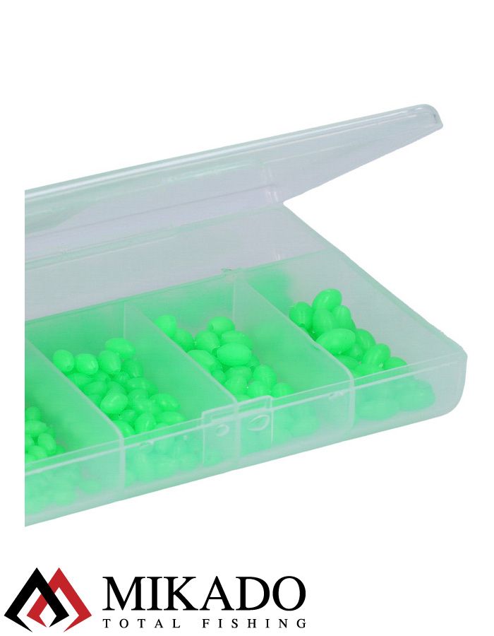 Набор бусин Mikado SURFCAST в коробке (зелёный-FLUO), элипс 4,5,6,7,8мм (250 шт.)