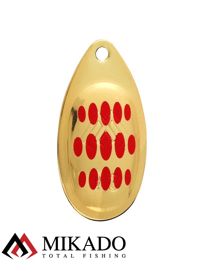 Блесна вращающаяся Mikado HYPNOTIC №1, 3.5 г., GOLDEN RED, с красной кисточкой, тройник BKK