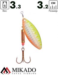 Блесна вращающаяся Mikado STREAM №1, 3.3 г., серебро 67 HOLO, длина лепестка 32 мм.