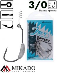 Офсетный крючок Mikado JAWS OFFSET WITH SCREW AND LEAD №3/0, 5г. с грузом и пружиной (3 шт.)