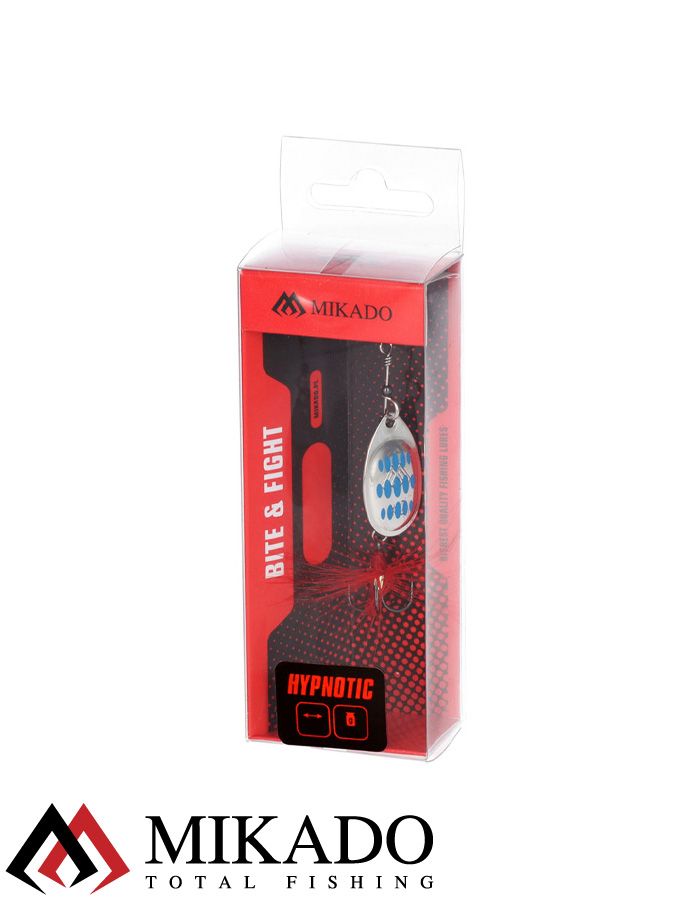 Блесна вращающаяся Mikado HYPNOTIC №1, 3.5 г., SILVER BLUE, с красной кисточкой, тройник BKK