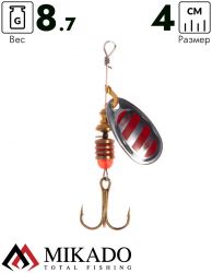 Блесна вращающаяся Mikado BLASTER №4, 8.7 г., серебро 22, длина лепестка 40 мм.