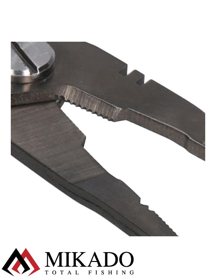 Плоскогубци рыболовны Mikado многофункциональные 16 см., сталь, красно-чёрные