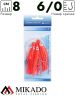 Морская оснастка Mikado OCTOPUS RIG 8 см, крючок №6/0 (3шт.) красная