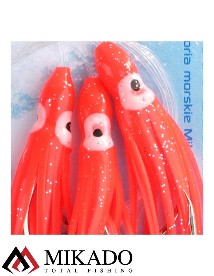 Морская оснастка Mikado OCTOPUS RIG 8 см, крючок №6/0 (3шт.) красная