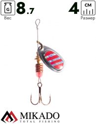 Блесна вращающаяся Mikado BLASTER №4, 8.7 г., серебро 22 HOLO, длина лепестка 40 мм.