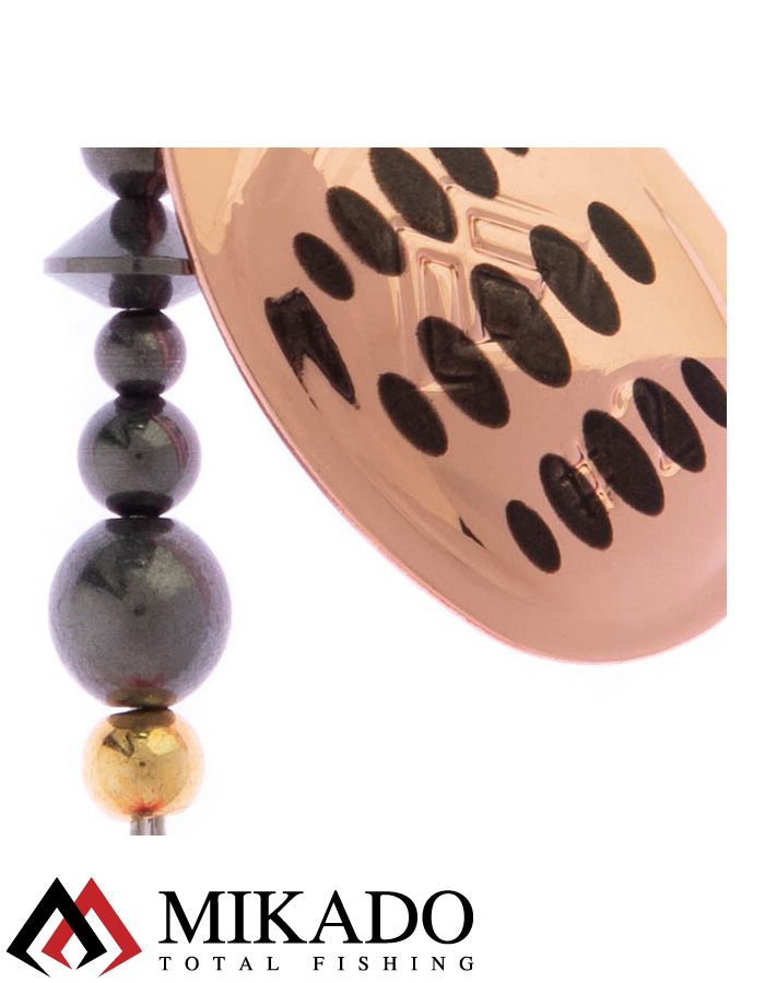 Блесна вращающаяся Mikado HYPNOTIC №2, 4.3 г., COOPER BLACK, с красной кисточкой, тройник BKK