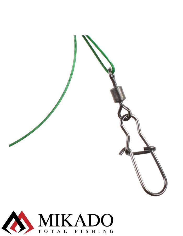 Поводок стальной Mikado X-Plode с вертлюжком и застёжкой 25 см., 10 кг. ( 2 шт.), ZG11-001
