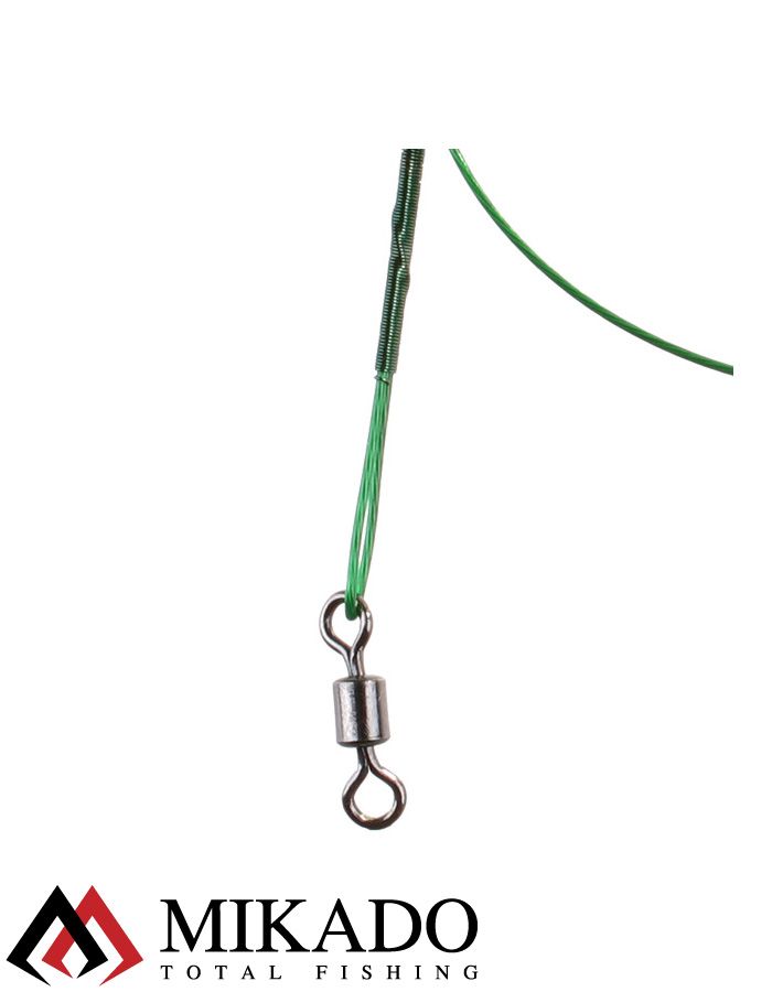 Поводок стальной Mikado X-Plode с вертлюжком и застёжкой 25 см., 10 кг. ( 2 шт.), ZG11-001
