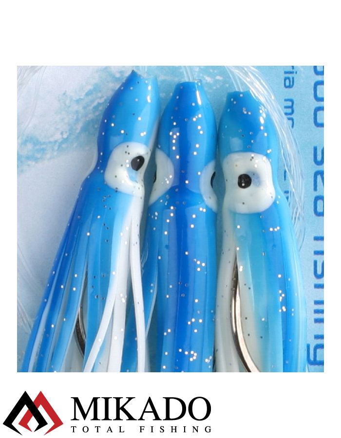 Морская оснастка Mikado OCTOPUS RIG 8 см, крючок № 6/0 (3шт.) BLUE/WHITE