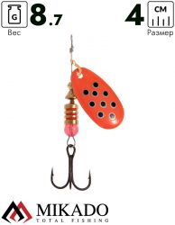 Блесна вращающаяся Mikado BLASTER №4, 8.7 г., серебро 26, длина лепестка 40 мм.
