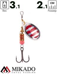 Блесна вращающаяся Mikado FOCUS №1, 3.1 г., серебро 22 HOLO, длина лепестка 21 мм.