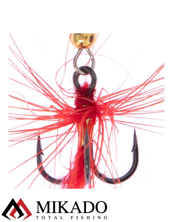 Блесна вращающаяся Mikado HYPNOTIC №2, 4.3 г., FIRETIGER, с красной кисточкой, тройник BKK