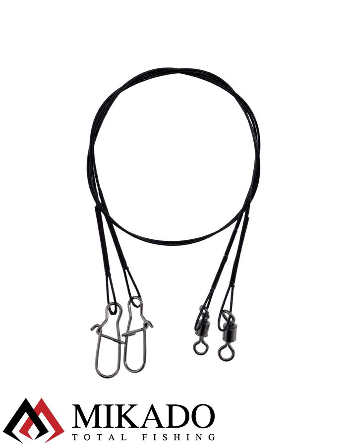 Поводок стальной Mikado X-Plode с вертлюжком и застёжкой 25 см., 10 кг. ( 2 шт.), ZG11-002