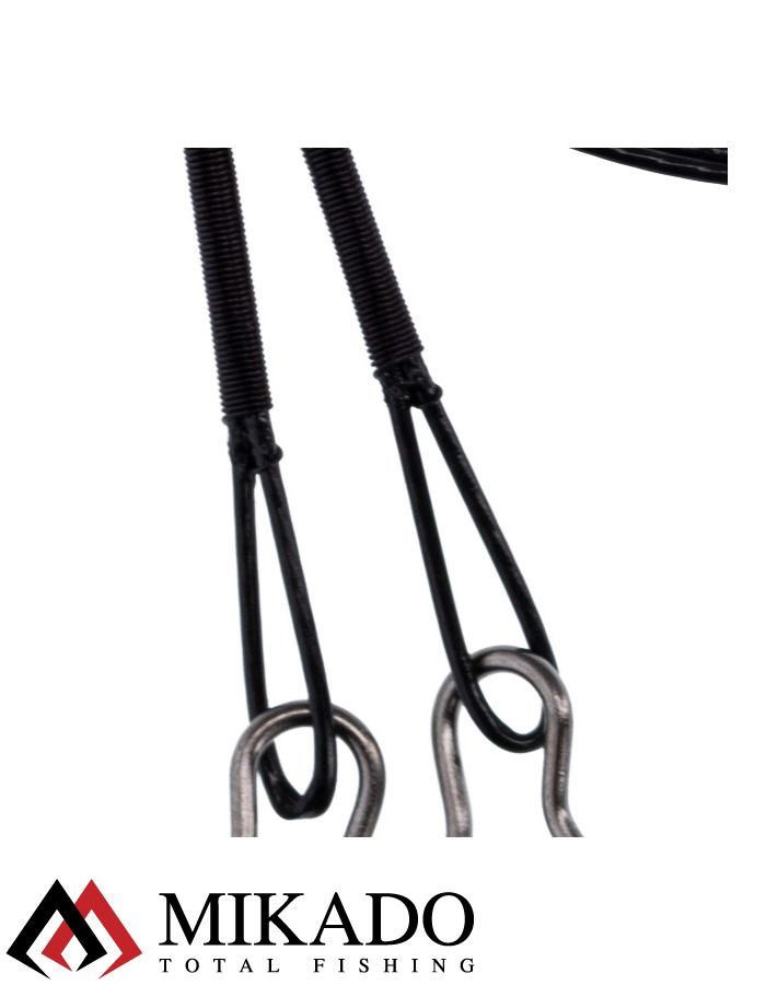 Поводок стальной Mikado X-Plode с вертлюжком и застёжкой 25 см., 10 кг. ( 2 шт.), ZG11-002
