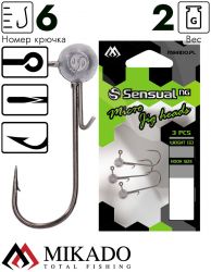 Джиг-головка Mikado SENSUAL NG 2гр., крючок №6, с зацепкой, черный никель (3шт.)