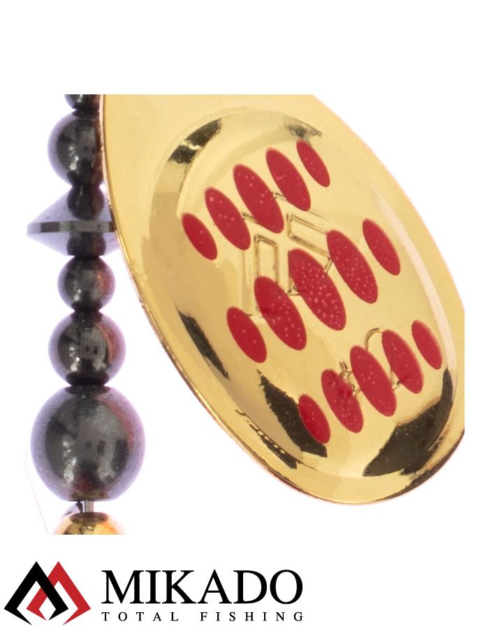 Блесна вращающаяся Mikado HYPNOTIC №2, 4.3 г., GOLDEN RED, с красной кисточкой, тройник BKK