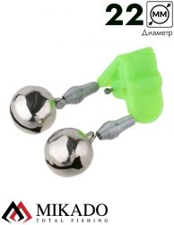 Сигнализатор поклёвки двойной бубенчик Mikado с прищепкой AMR02-1199-22
