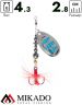 Блесна вращающаяся Mikado HYPNOTIC №2, 4.3 г., SILVER BLUE, с красной кисточкой, тройник BKK