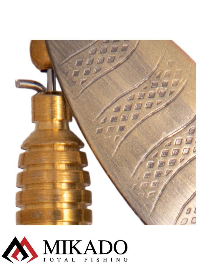 Блесна вращающаяся Mikado DRONE №2, 11.8 г., состаренная латунь, длина лепестка 40 мм.