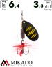 Блесна вращающаяся Mikado HYPNOTIC №3, 6,4 г., BEE, с красной кисточкой, тройник BKK