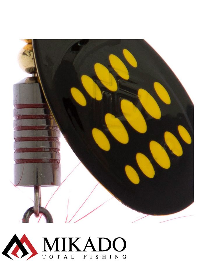 Блесна вращающаяся Mikado HYPNOTIC №3, 6,4 г., BEE, с красной кисточкой, тройник BKK