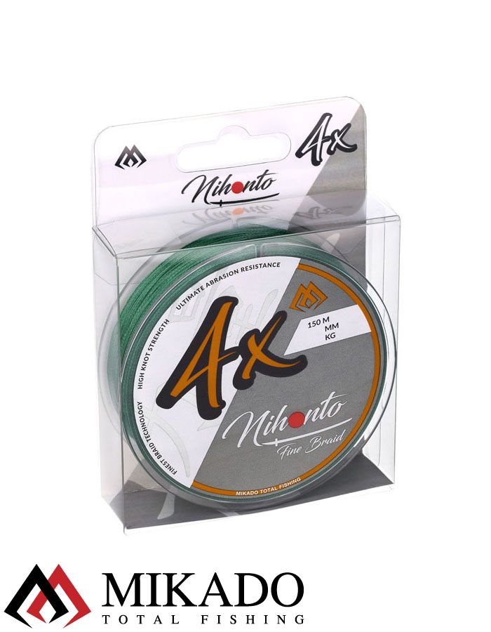 Плетеный шнур Mikado NIHONTO FINE BRAID 0,10 green (150 м) - 7.70 кг.
