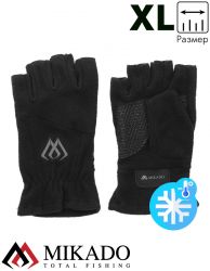 Перчатки рыболовные флисовые без пальцев Mikado UMR-11B-XL чёрно-серые размер XL