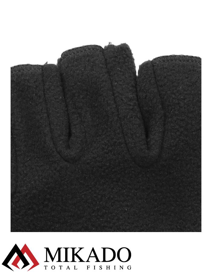 Перчатки рыболовные флисовые без пальцев Mikado UMR-11B-XL чёрно-серые размер XL
