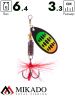 Блесна вращающаяся Mikado HYPNOTIC №3, 6,4 г., FIRETIGER, с красной кисточкой, тройник BKK