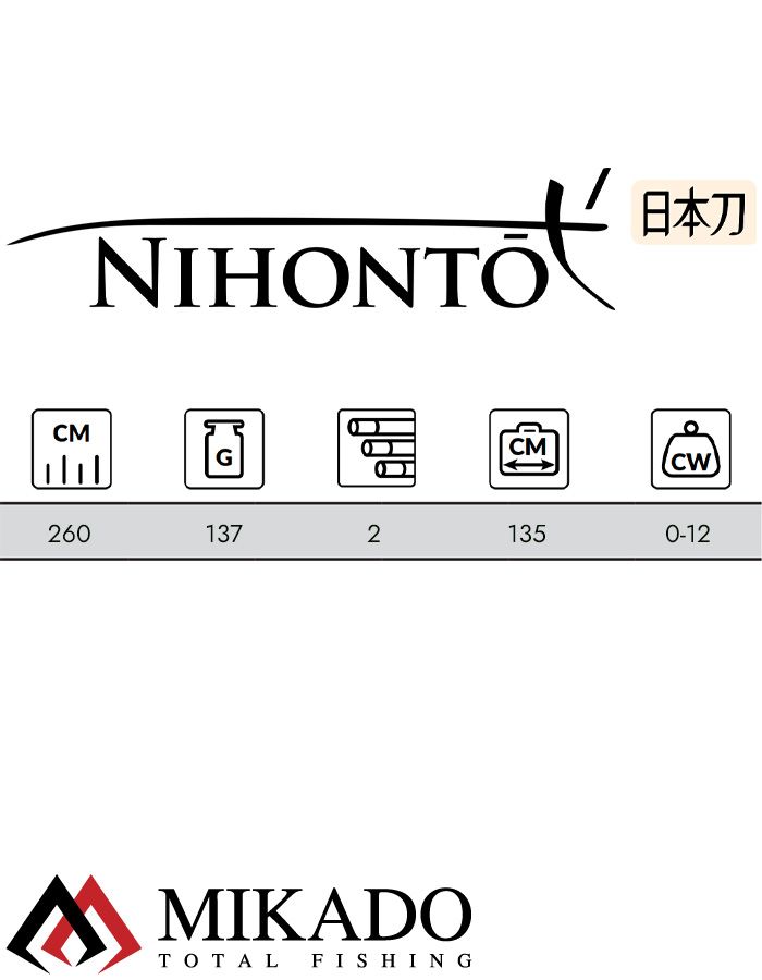 Спиннинг Mikado NIHONTO RED CUT X-TRA LITE 260 (до 12 г.)